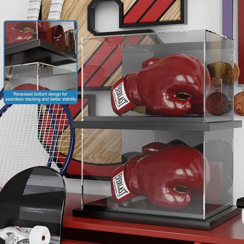 Acrylic Display Case for Collectibles Clear Display Box with Mirror Back and Black Metal Grooved Base for Display Action Models Doll Toys in Kuwait