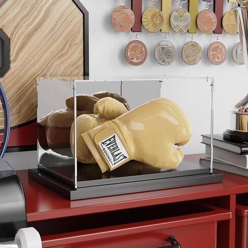 Acrylic Display Case for Collectibles Clear Display Box with Mirror Back and Black Metal Grooved Base for Display Action Models Doll Toys in Kuwait