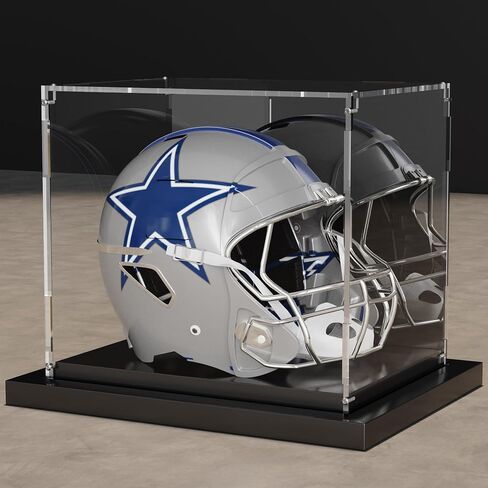 Acrylic Display Case for Collectibles Clear Display Box with Mirror Back and Black Metal Grooved Base for Display Action Models Doll Toys in Kuwait