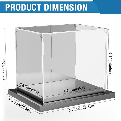 Acrylic Display Case for Collectibles Clear Display Box with Mirror Back and Black Metal Grooved Base for Display Action Models Doll Toys in Kuwait