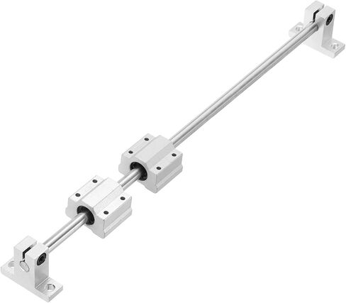 uxcell 2 Pcs 8mm x 400mm Linear Motion Rail Shaft Slide Guide with 4 Pcs SCS8UU Bearings and 4 Pcs SK8 Rail Support Linear Motion Rod Shaft Guide Set for CNC Machine 3D Printer, Silver in Saudi Arabia