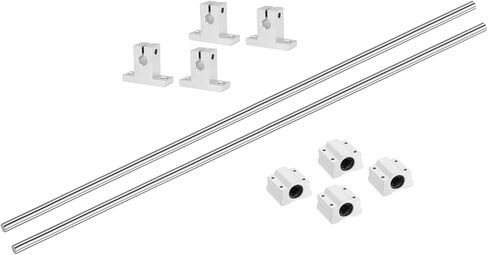 uxcell 2 Pcs 8mm x 400mm Linear Motion Rail Shaft Slide Guide with 4 Pcs SCS8UU Bearings and 4 Pcs SK8 Rail Support Linear Motion Rod Shaft Guide Set for CNC Machine 3D Printer, Silver in Saudi Arabia