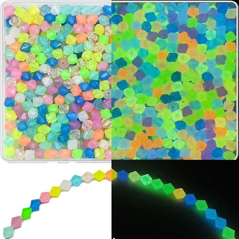 1300 PCS CRISTER CRISTER FACETED RONDELLE GLOW في الخرز المظلم للأساور وصنع المجوهرات - مزيج الألوان البلاستيكية الأشعة فوق البنفسجية المتغيرة حبة للاصطدام DIY (8 مم) in Kuwait