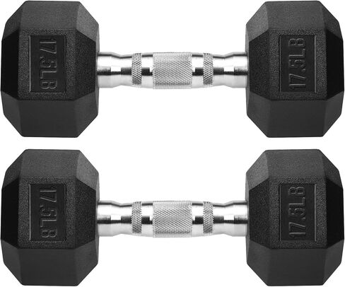 Hex Dumbbells Rubber Coated Cast Iron Hex Black Dumbbell Free Weights for Exercises 32.5 Pounds/Single in Kuwait