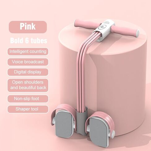 Abdominal Trainer, Sit-Up Training Equipment, 6 Tubes Fitness Elastic Pull Rope, Tension Rope Pull Up Pilate Foot Pedal Resistance Band Workout Tool Ab Shaper in Kuwait