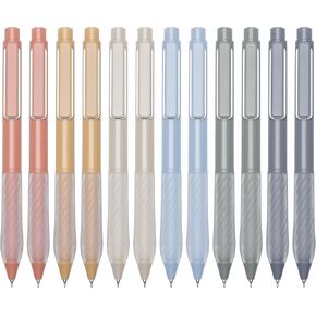 Gel Als 0.5mm Point Pens Black Ink Writing Critte Crite Retractable Pen للمكتب ، اللوازم المدرسية ، 12 دورة (مقطع ذهبي)
