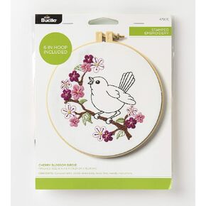 Bucilla 47917e طقم التطريز المختومة ، 6 "، Cherry Blossom Birdie