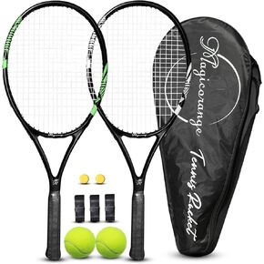Magicorange 27" Pro Tennis Rackets for Adult 2 Players Recreational Tennis Racquet Set for Beginners and Professional with 2 Tennis Balls, 3 Overgrips, 2 Vibration dampes and 1 Tennis Bag