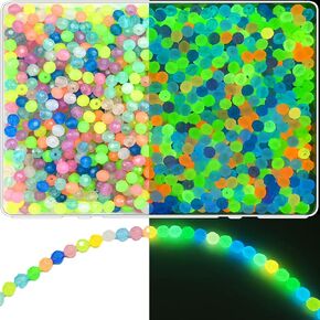 1300 PCS CRISTER CRISTER FACETED RONDELLE GLOW في الخرز المظلم للأساور وصنع المجوهرات - مزيج الألوان البلاستيكية الأشعة فوق البنفسجية المتغيرة حبة للاصطدام DIY (8 مم)