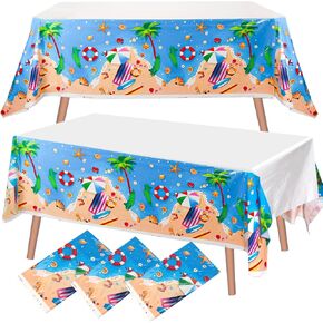 Atonofun Beach Party Supplies Decorts Beach Birthday Party Decords ، TableCloth Tableoth Cover Plastic Plastic Cover for Hawaiian Beach Party ، حفلة عيد ميلاد للأطفال ، 3 حزمة 54 × 108 بوصة