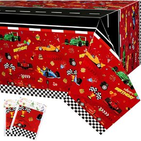 Wernnsai Racing Car TableCloth - 1 PCS 54 '' x 108 '' Racetrack Table Cover Cover Cover Disevications Red Race Car Table Cloth for Kids Boys Birth
