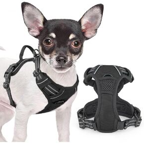 Magshion Dog Harness for Small Dogs, No Pull Dog Vest Harness with Reflective Strips, Adjustable Soft Pet Harness with Easy Control Handle, Red, XS