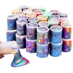 48 Pack Barrel of Slime - مجموعة تململ Goey Cludgy Cludgy من أجل التحفيز الحسي واللمس ، وتخفيف التوتر ، والجائزة ، وصالح الحفلات ، ومخزن عيد الميلاد.