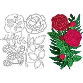 BENECREAT Rose Flower Metal Die Cuts, Flower Leaf Cutting Dies Cut Stencils 3D Metal Stencil Template for DIY Craft Handmade Embossing Scrapbooking DIY Card Crafts Making