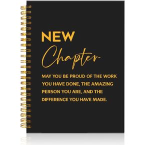 New Chapter Funny Black Golden Spiral Notebook, Retirement Gifts for Boss, New Job Gifts, Farewell Thank You Gifts for Coworker, Farewell Party Gifts, Office Gifts