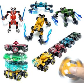 4 PCS Transforge Transforge Tovers - Car to Robot & Chariot و DIY & Combo Play Modes - قابلة للتكديس وقابلة للاتصال لمتعة لا نهاية لها