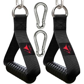 Heavy Duty Gym Exercise Handles Attachment for Cable Machine,Resistance Band,Pulley System Home Fitness Workout Equipment, with Elastic Rubber Grip and 2 Large Carabiners
