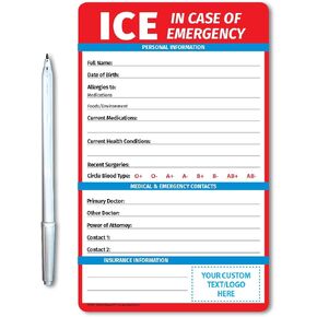 ICE Medical Card for Seniors - in Case of Emergency Fridge Magnet with Marker - Refrigerator Safety Important Phone Numbers Call List for First Responders - 5.25 x 8.5 in. (1 Pack)