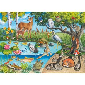 حيوانات Ravensburger أعلى وأسفل - بلغات بانوراما 60 قطعة للأطفال | استكشف طبقات الطبيعة | يعزز مهارات حل المشكلات | مواد معتمدة من FSC