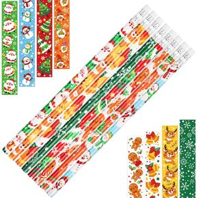 FINGOOO 48 Pieces Christmas Pencils for Kids,Assorted Bulk Xmas Pencils with Erasers in 8 Design Classroom Reward Christmas Party Favor Stocking Stuffers