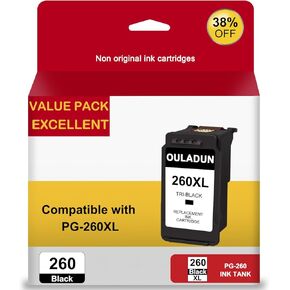 260xl من خراطيش الحبر الأسود الأسود بدائل العائدات العالية لـ Canon 260 Pg 260 Pg-260 Pg-260xl متوافقة مع Canon TS6420 TS6420A TS5320 TR7020 TR7020A TR70222 TR7022A طابعة (1 أسود)