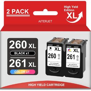 PG-260 XL/CL-261 XL حبر خراطيش استبدال Canon 260 و 261 حبر خراطيش الحبر لطباعة Canon Ink 260XL 261XL ل PIXMA TR7020 TR7022 TS6420 TS5300 TS5320 (1 Black ، 1 Color)