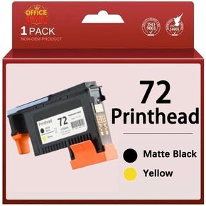 72 Printhead Matte Black/Yellow C9384A 1-Pack (with Chip) Replacement for HP Designjet T610 T620 T770 T790 T1100 T1120 T1200 T1300 T2300 Printer Replacement Print Head-3 Pack (Matte Black/Yellow)