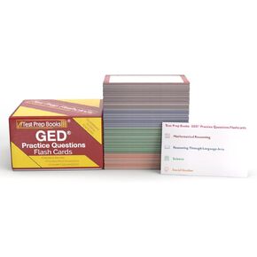 بطاقات دراسة الأسئلة الممارسة GED 2025-2026: إعداد GED وممارسة أسئلة الاختبار لإعداد لجميع المواد [بطاقات الألوان الكاملة]