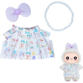 Labubu Doll Clothes Outfit - Summer Floral Print Dress,Labubu Clothes Premium Labubu Outfit with Accessories, Stylish Labubu Clothes for Doll Labubu Designer Clothes