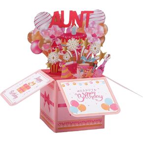Happy Birthday Aunt Pop up Card, Funny Happy Birthday Auntie Pop up Card with Envelope Creative Aunt Birthday Gift from Niece Nephew Delicate Birthday Gift Idea for Aunt