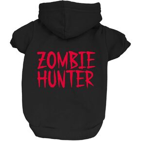 Zombie Hunter Costume Halloween Dog Hoodie Fleece Lined Pullover Sweatshirt with Leash Hole (Black, 2X-Large 866)