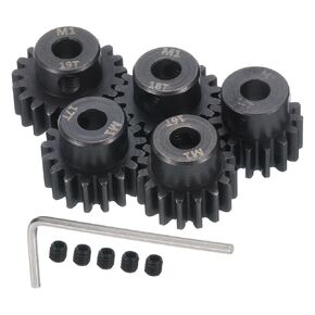 MECCANIXITY 5Pcs RC M1 Motor Pinion Gear 5mm Shaft 15T/16T/17T/18T/19T Hardened Pinion Gears Carbon Steel for 1/8 RC Model Car Boat Drone