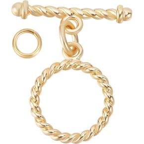 Beebeecraft 1 Box 12 Sets Toggle Clasp 18K Gold Plated Tibetan Bar T-Bar Bar and Ring Clasps for Necklace Bracelet Making Making Jewelry