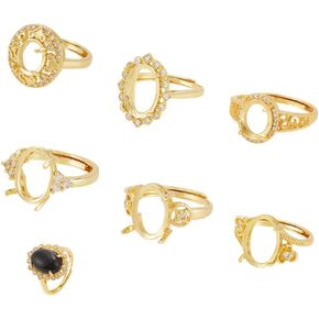 UniCraftale 12pcs 6 Styles 4 Claw Prong Ring Settings Cubic Zirconia Zirgable Ring Compontent