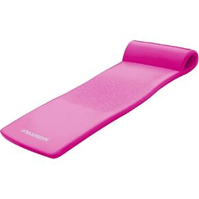 TRC Recreation Ultra Sunsation 2.5 "سميكة فينيل المغلفة سباحة سباحة المسبح العائم حصيرة الكبار مع وسادة لفة مدمجة ، وردي