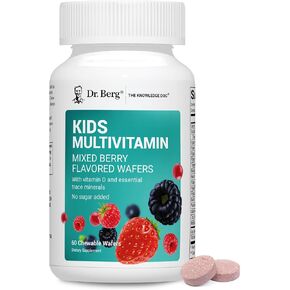 Dr. Berg Kids Chewable Multivitamins (NOT Sweetened w/Sugar) - Daily Multivitamin for Kids That Includes 20 Vital Nutrients & A Trace Mineral Complex - Mixed Berry Chewable Vitamins for Kids