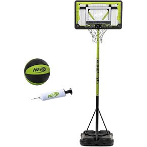 NERF Youth Mini Basketball Hoop - Proshot Indoor + Outdoor Portable Kids Basketball Hoop - Adjustable Height 6.6' to 7.5' - Mini Driveway Hoop - 30" Backboard