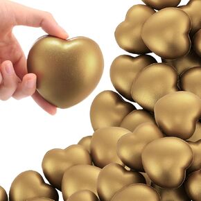 Zubebe 24 PCS 2.76 '' Golden Heart Legn Calls لعبة الإجهاد قلب ذهبي ، كرات تخفيف الإجهاد على شكل قلب ذهبي على شكل قلب من أجل يوم عيد الحب أو صحة القلب