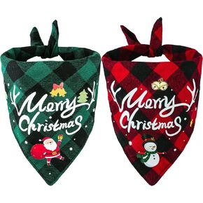 عيد الميلاد الكلب Bandanas - 2 حزمة منقوشة Dog Dicfs Santa Snowman Merry عيد الميلاد المثلث المثلثات ، قابلة للتعديل قابلة للتعديل ، صغيرة إلى كبيرة الكلاب والقطط