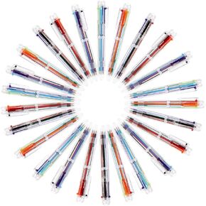 25Pcs 6-in-1 Retractable Ballpoint Pens for Office School Supplies Students Children (0.5mm)