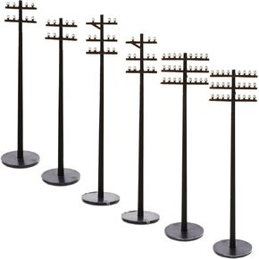 ياردوي 6pcs أعمدة الهاتف الصغيرة للسكك الحديدية النموذجية ، 1: 87 إكسسوارات قطار المقياس ، مشهد طاولة الرمال DIY ، ABS الأسود ، 3.18 بوصة ، للحصول على ديكور المناظر الطبيعية الصغيرة