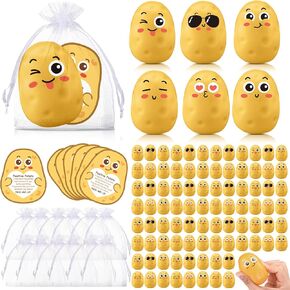 Hydren 100 مجموعة الهدايا لكميات كبيرة لكرات الإجهاد البطاطا في عيد الأم كرة ممتد العاطفية مع حقيبة بطاقة ملهمة الإجهاد ، شكرًا لك على تقدير الموظف هدية للمعلم زميل في العمل
