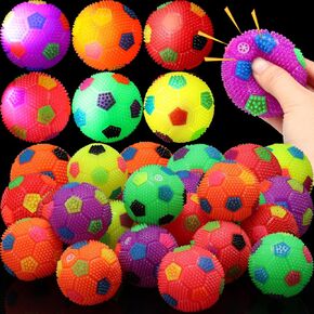 SOTIFF 18 PCS Light Up Balls LED LED BOUNCY TRIPTION FOURBOON RUBBER RUBBER SPIKY SPIKY SENSORY SELSING BALL لجوائز كرنفال الحفلات الحفلات الفصح GOODIE GAME (كرة القدم)