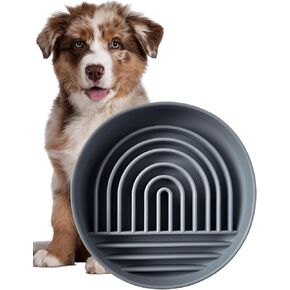 Modern Rainbow Pet Slow Feeder Bowl, Silicone Slow Feeder for Dogs & Puppies, Slow Eating, Modern Lick Mat Design, Reduces Gulping, Dishwasher Fit, for All Breed, Durable Mealtime Puzzle (Slate)