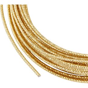 BENECREAT 32.8 Feet 12 Gauge Gold Textured Aluminum Wire, Diamond Cut Round Aluminum Craft Wire for Ornaments Making and Beading Jewelry Craft Making