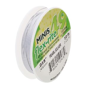The Beadsmith Flex-Rite 49 Strand Nylon Coated, Stainless-Steel Beading Wire, Jewelry Making Supply (.018 Dia, Pearl Silver - 10 Ft)
