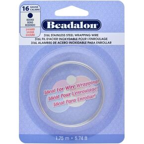 Beadalon 180s-016 316L سلك التغليف من الفولاذ المقاوم للصدأ ، مقياس 16 ، جولة