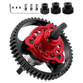 Hardened Steel 52T Slipper Clutch Eliminator Upgrades Part for Slash 4X4/VXL Stampede 4X4/VXL Rustler 4X4/VXL,52T Spur Gear with Pinions Gears Set (15T 17T 19T) Hops up,#6878,Red