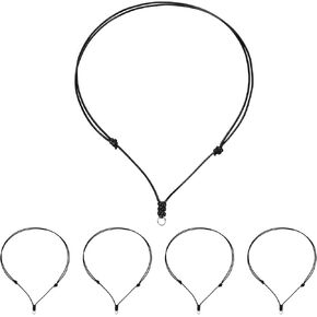 HARFINGTON 5pcs Adjustable Necklace Cords 2MM Thick 18-30 Inch Handmade Craft Ropes with Metal Ring for Hanging Pendants DIY, Black