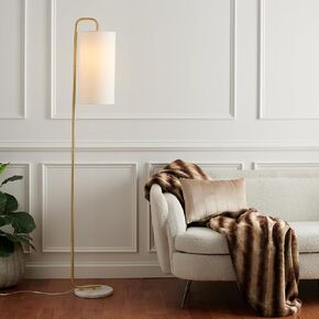 SAFAVIEH Home Collection Troilus Gold/White 64-inch Floor Lamp (LED Bulb Included)